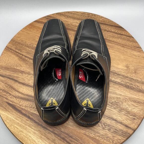 Toschi Oxfords Mens 9.5 Black Leather Carbonlite CIS Italy Dress Shoes Comfort - Picture 5 of 10